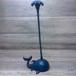 Cast Iron Spouting Whale Paper Towel or Toilet Paper Holder